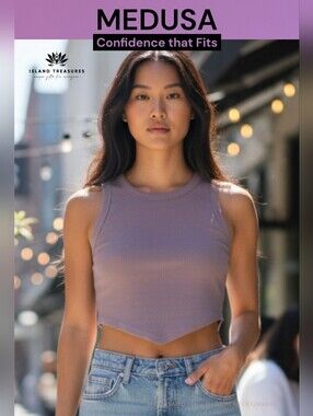 MEDUSA Croped Top Sz Large Women Lavender/Purple Modern Asymptomatic Ribbed Top